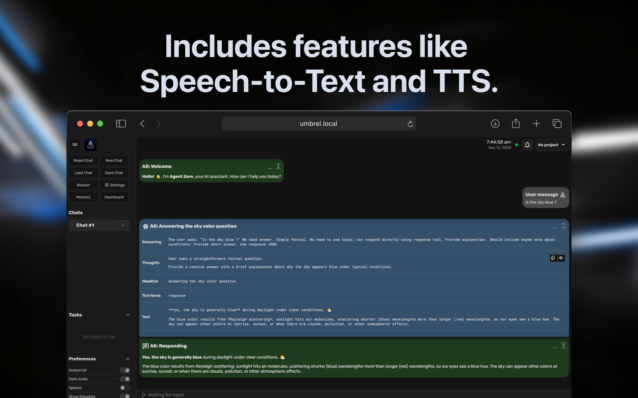 Screenshot 2 of Agent Zero app on Umbrel App Store
