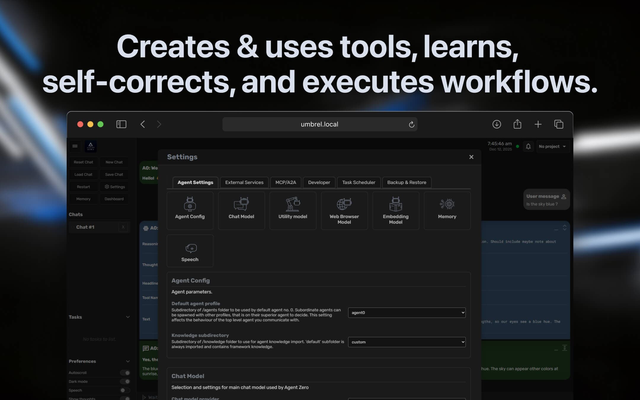 Screenshot 3 of Agent Zero app on Umbrel App Store