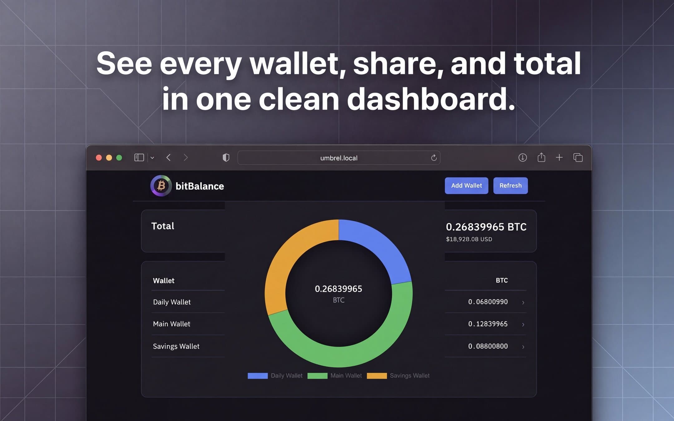 Screenshot 3 of bitBalance app on Umbrel App Store