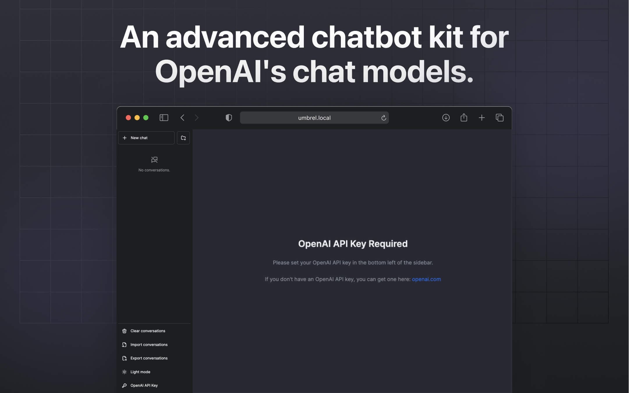 Screenshot 1 of ChatBot UI app on Umbrel App Store