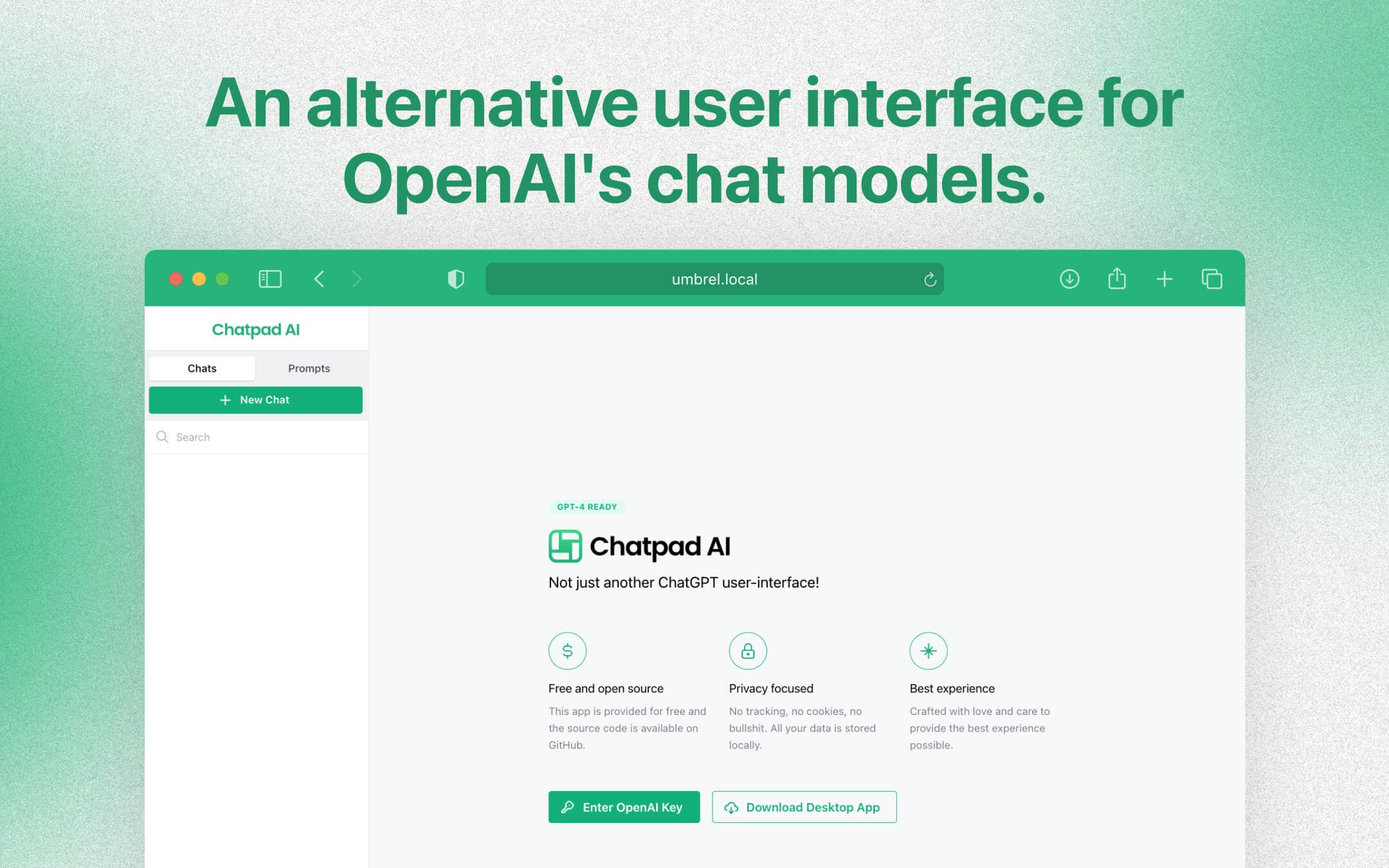 Screenshot 1 of Chatpad AI app on Umbrel App Store