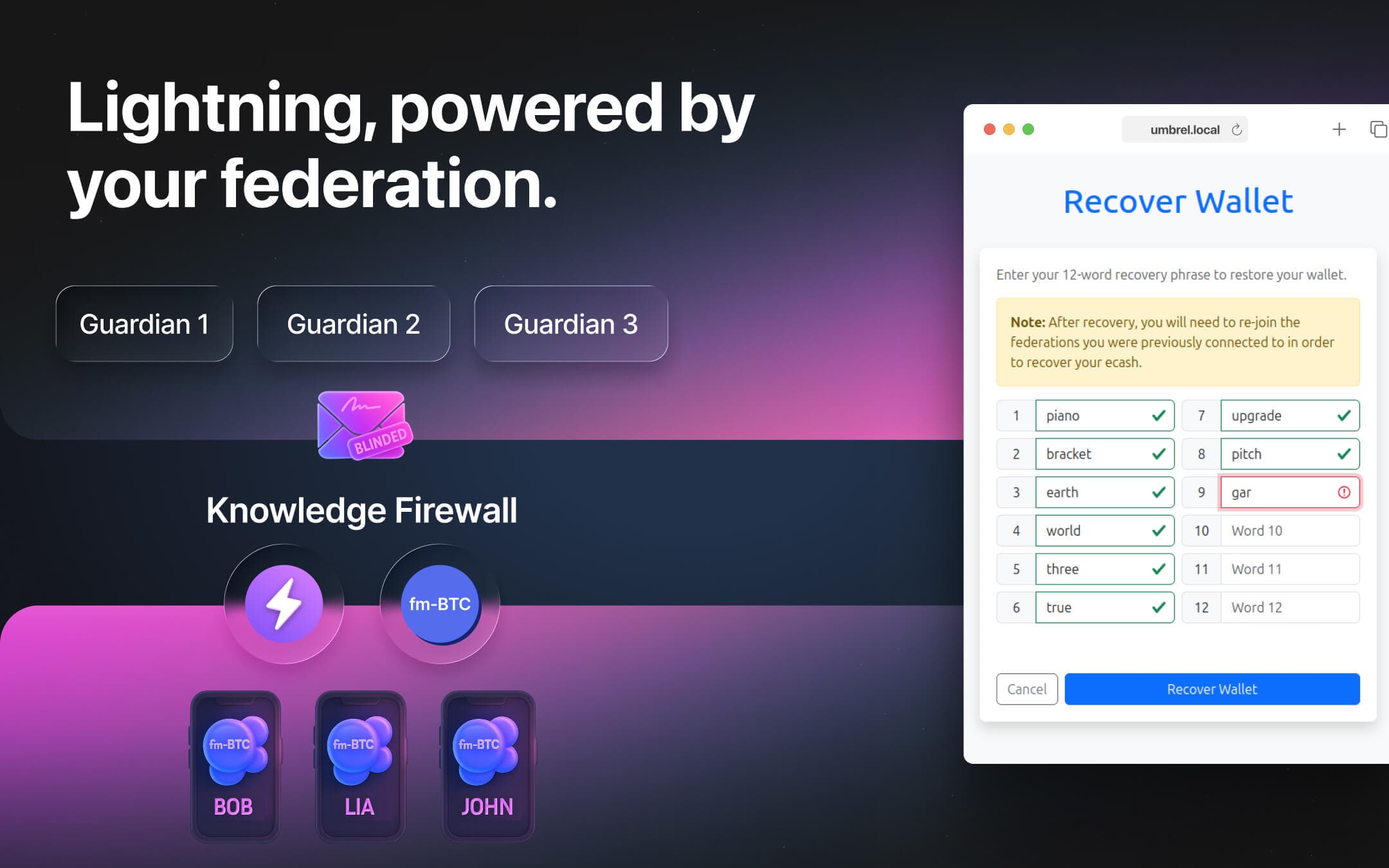 Screenshot 1 of Fedimint Lightning Gateway app on Umbrel App Store