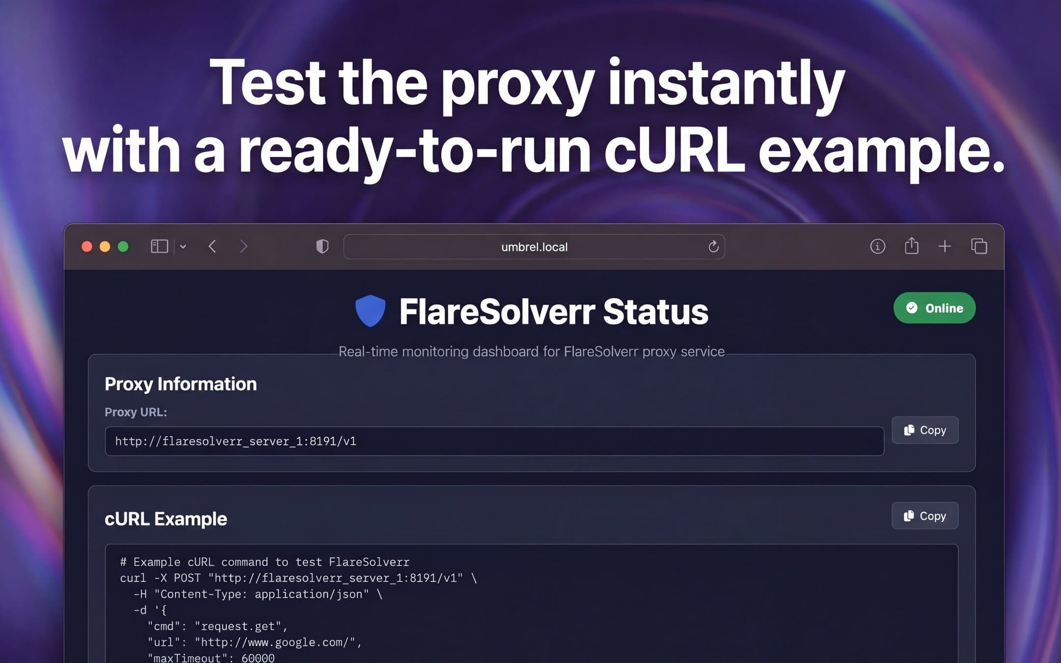 Screenshot 3 of flaresolverr app on Umbrel App Store