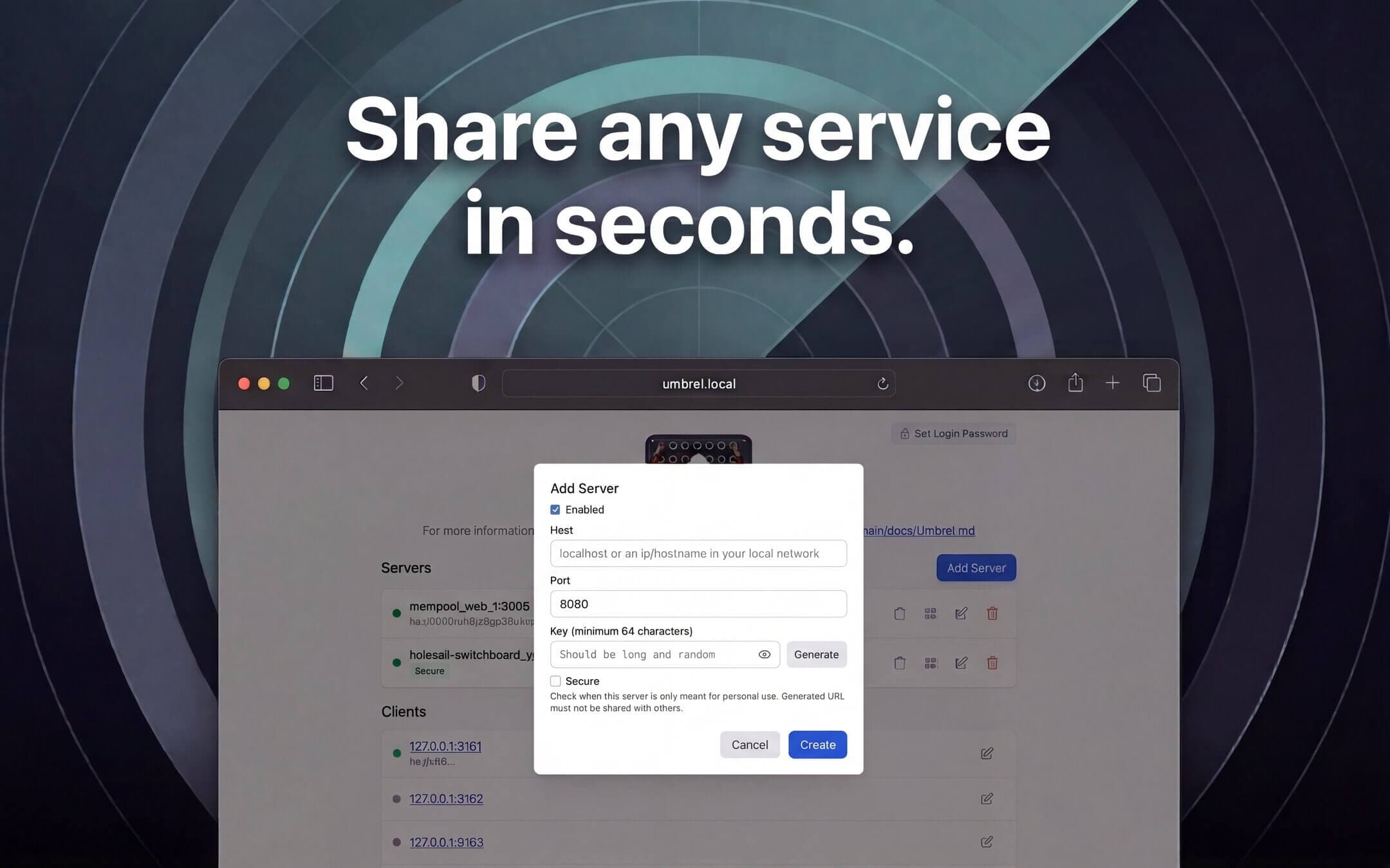 Screenshot 3 of Holesail Switchboard app on Umbrel App Store