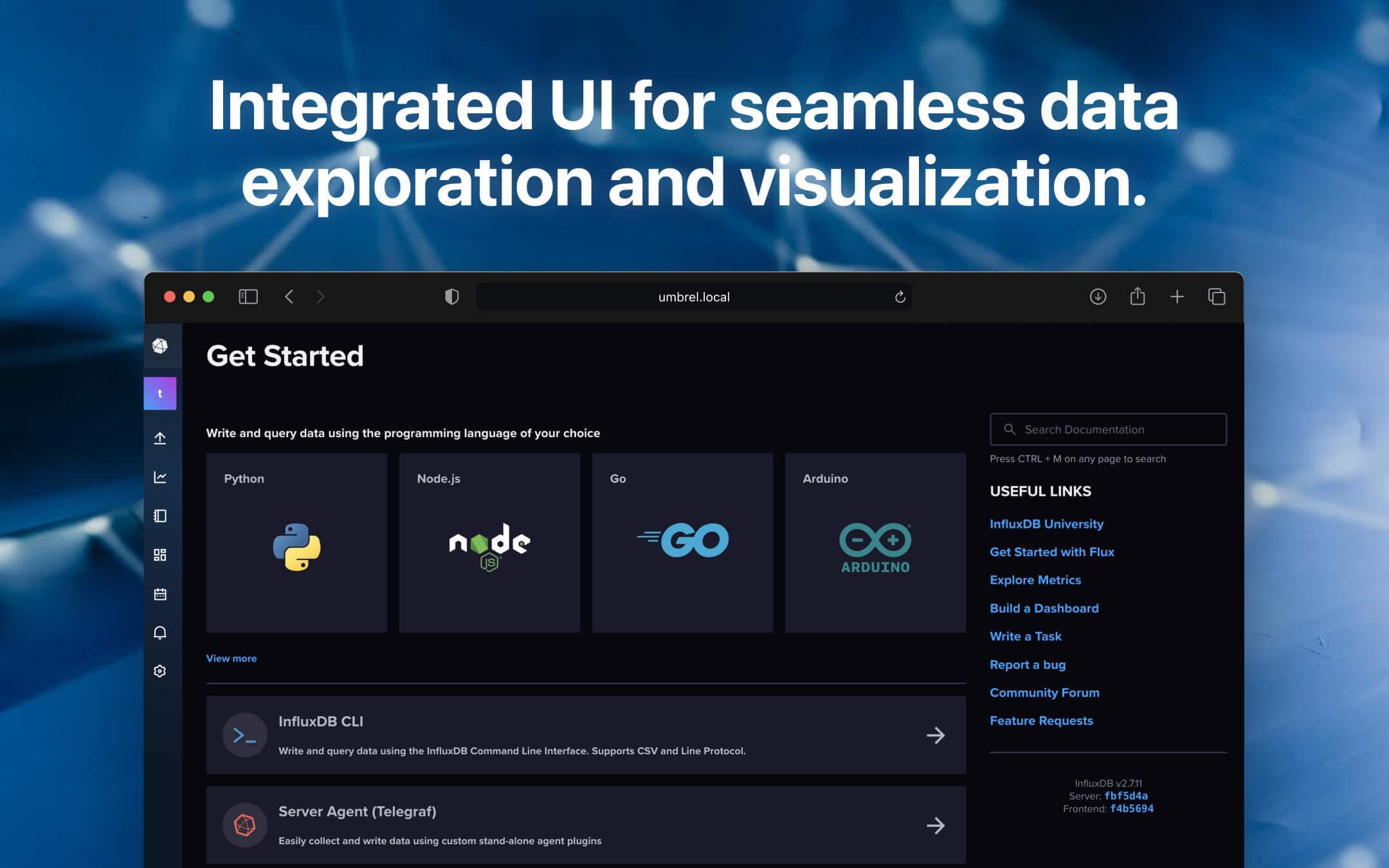 Screenshot 2 of InfluxDB 2 app on Umbrel App Store