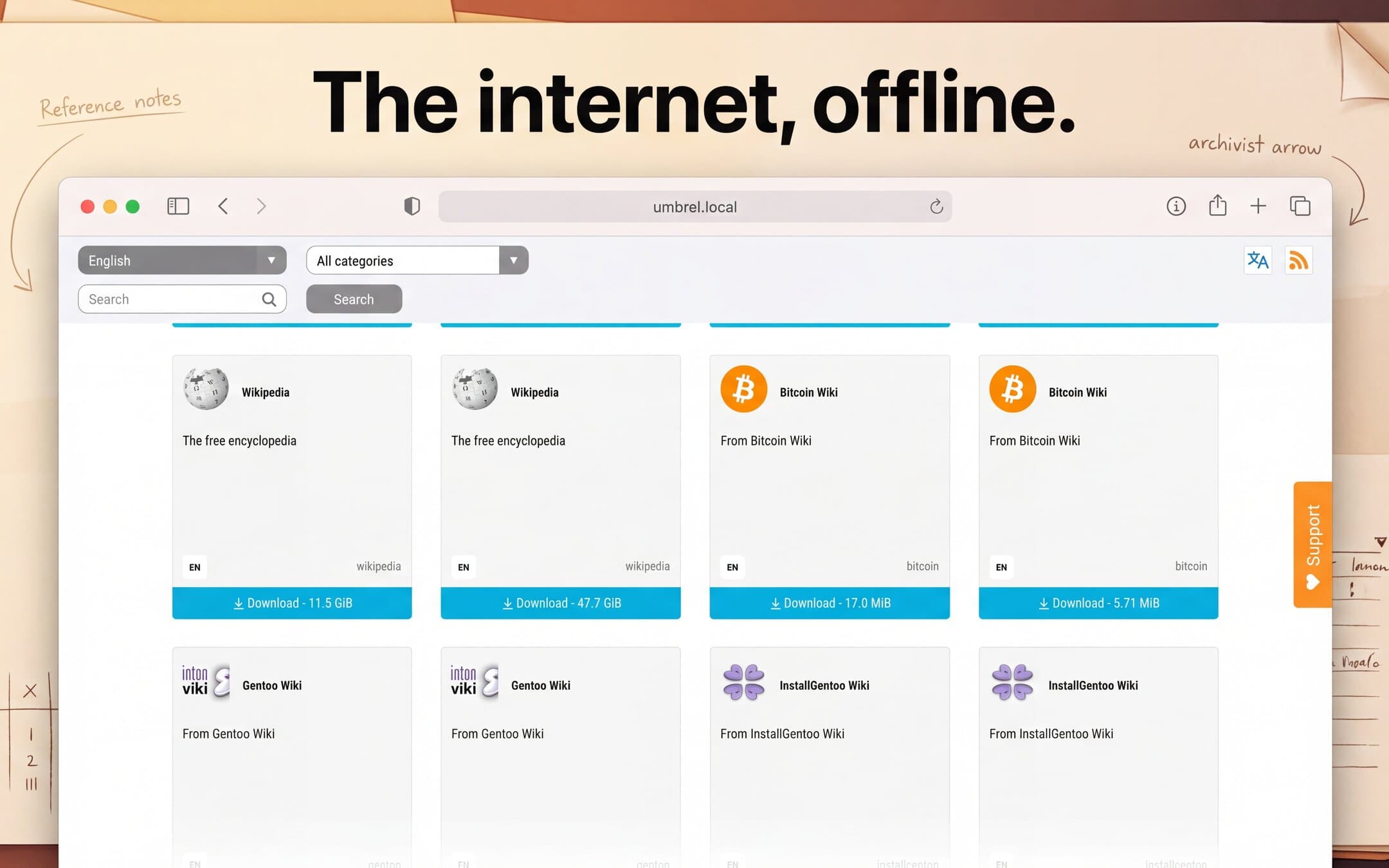 Screenshot 1 of Kiwix app on Umbrel App Store