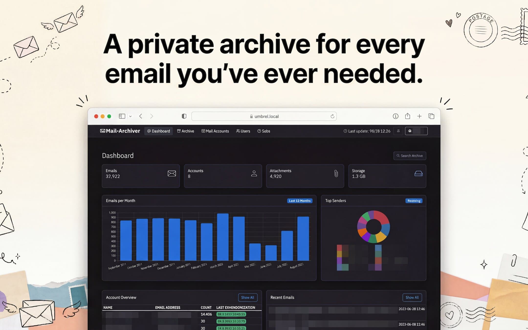 Screenshot 1 of Mail Archiver app on Umbrel App Store