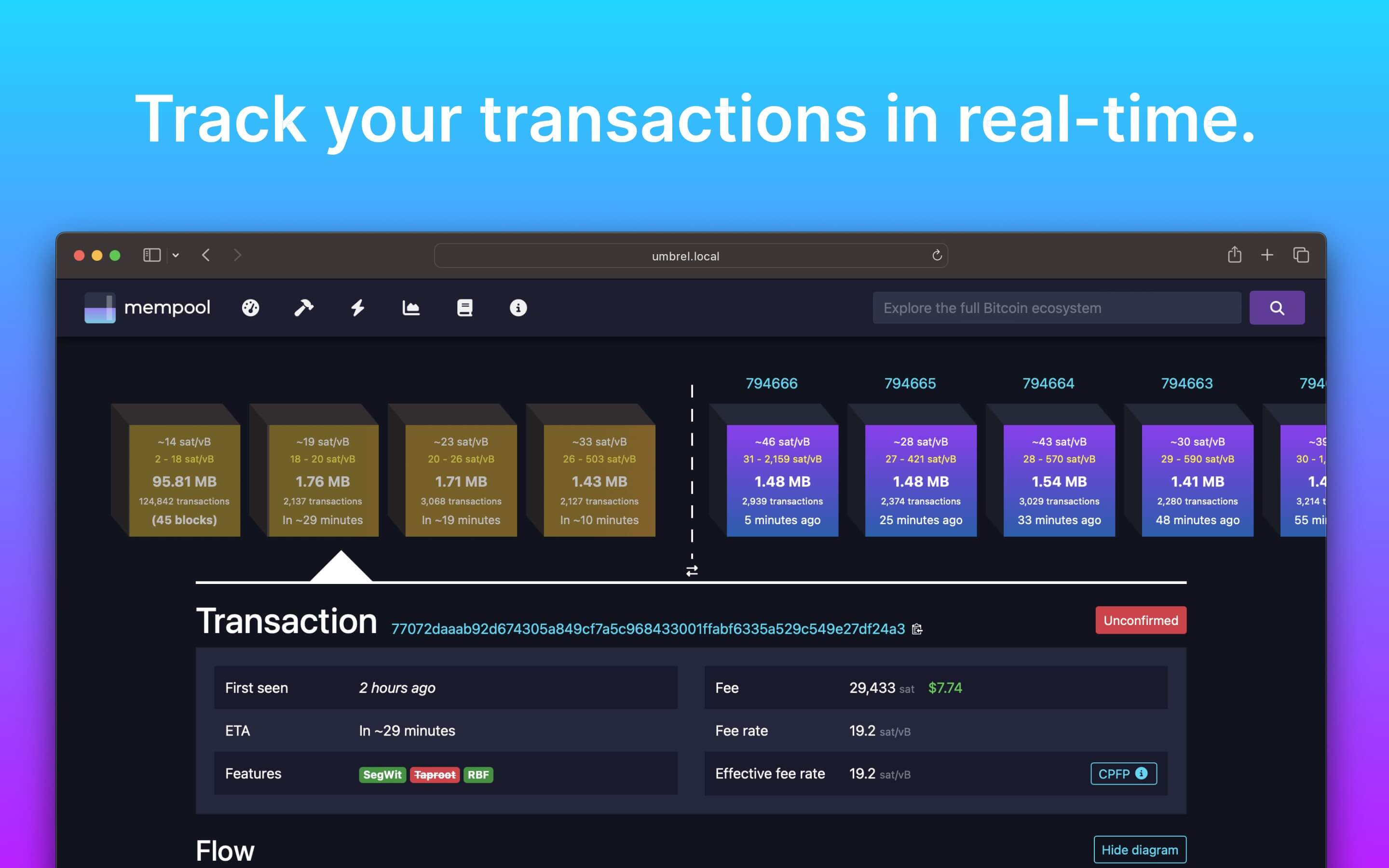 Screenshot 2 of mempool app on Umbrel App Store