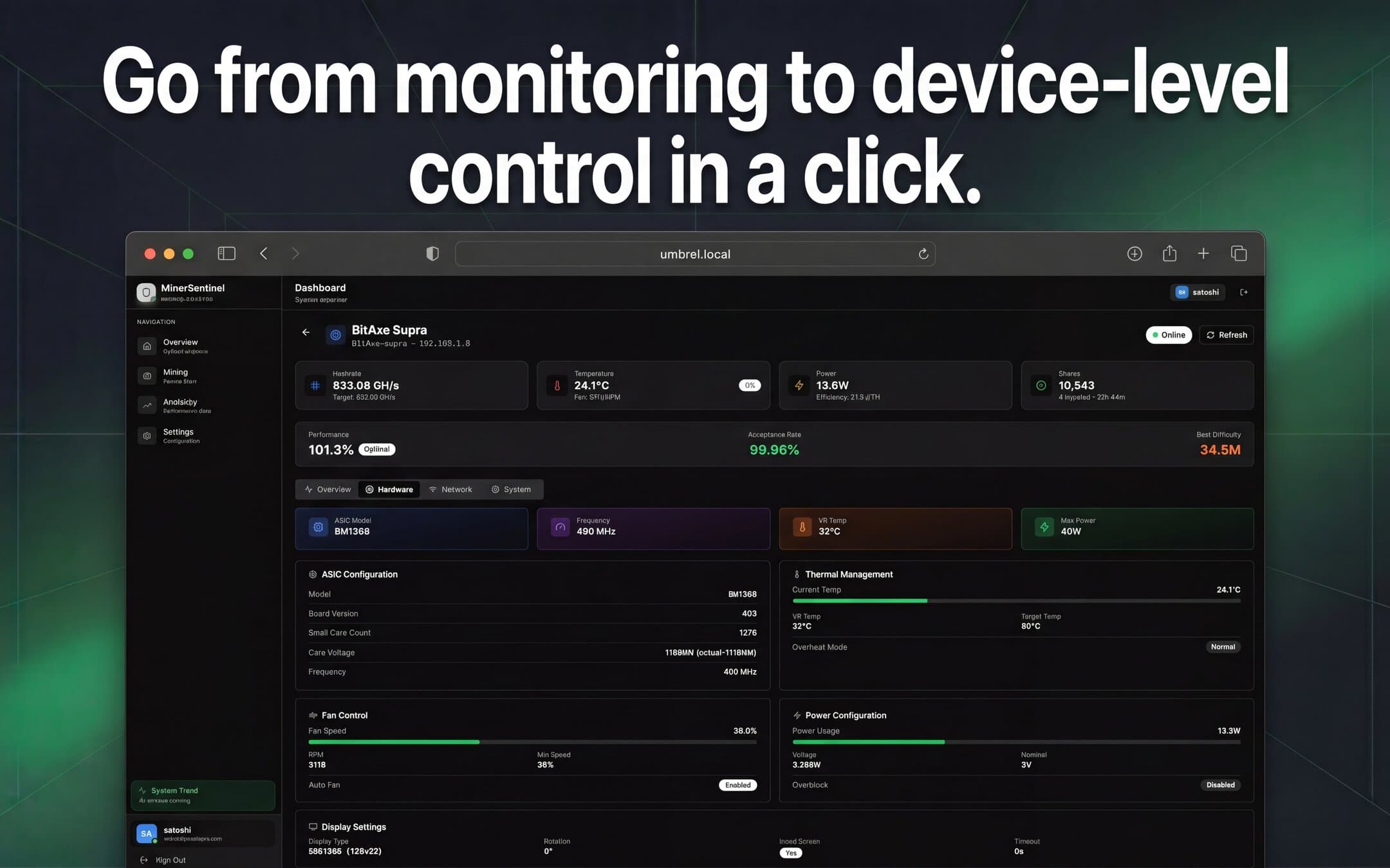 Screenshot 3 of MinerSentinel app on Umbrel App Store