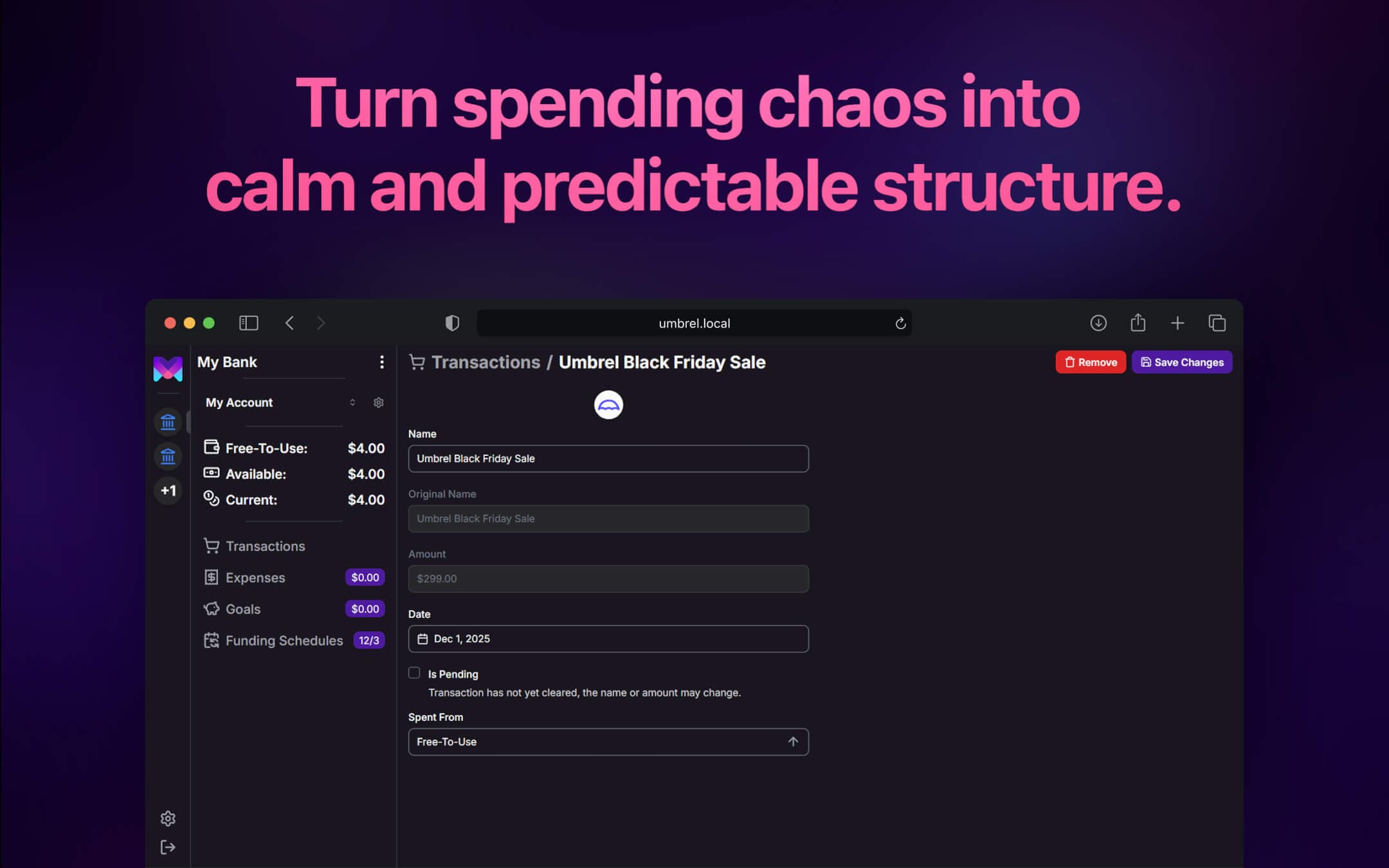 Screenshot 2 of Monetr app on Umbrel App Store