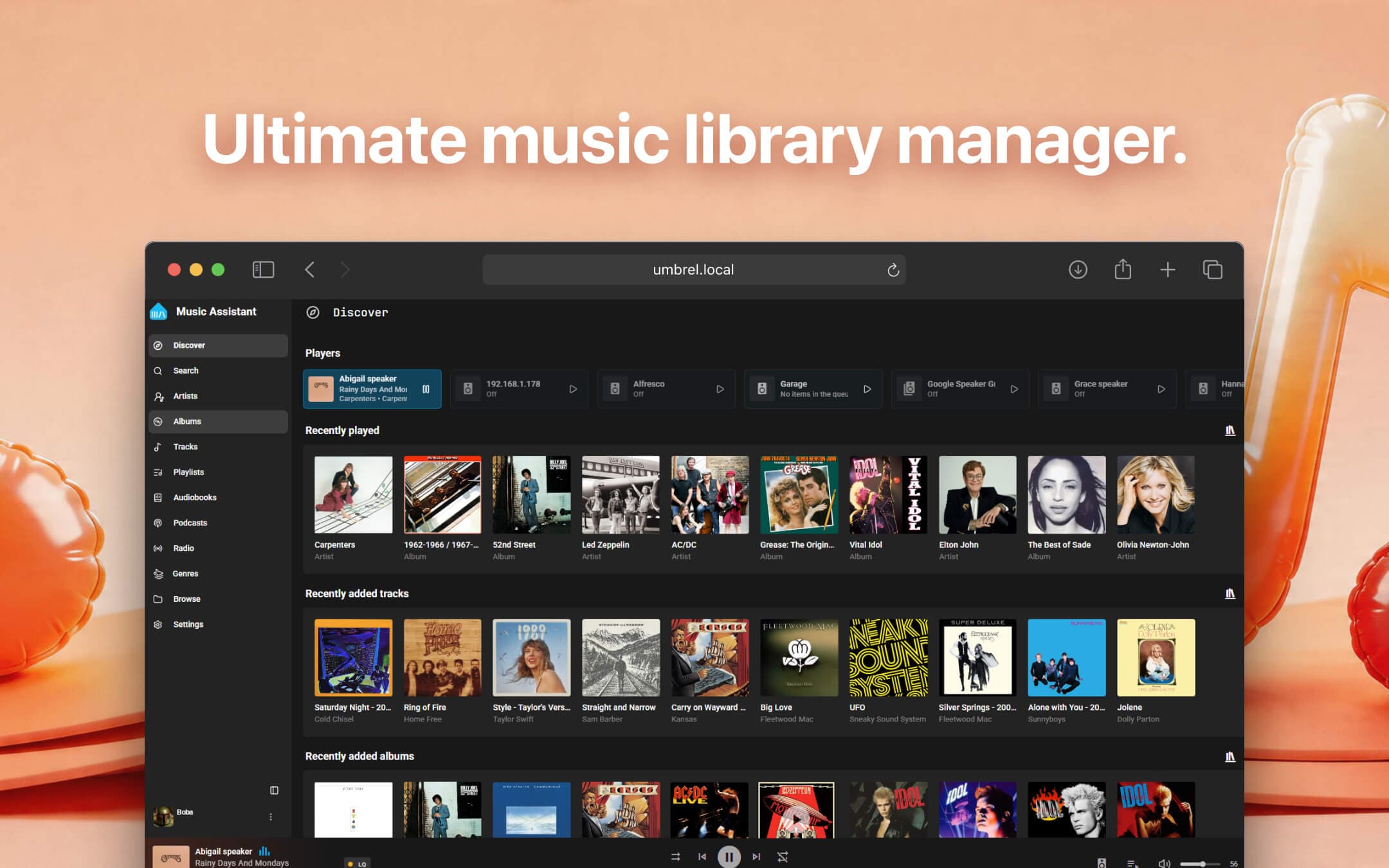 Screenshot 1 of Music Assistant app on Umbrel App Store