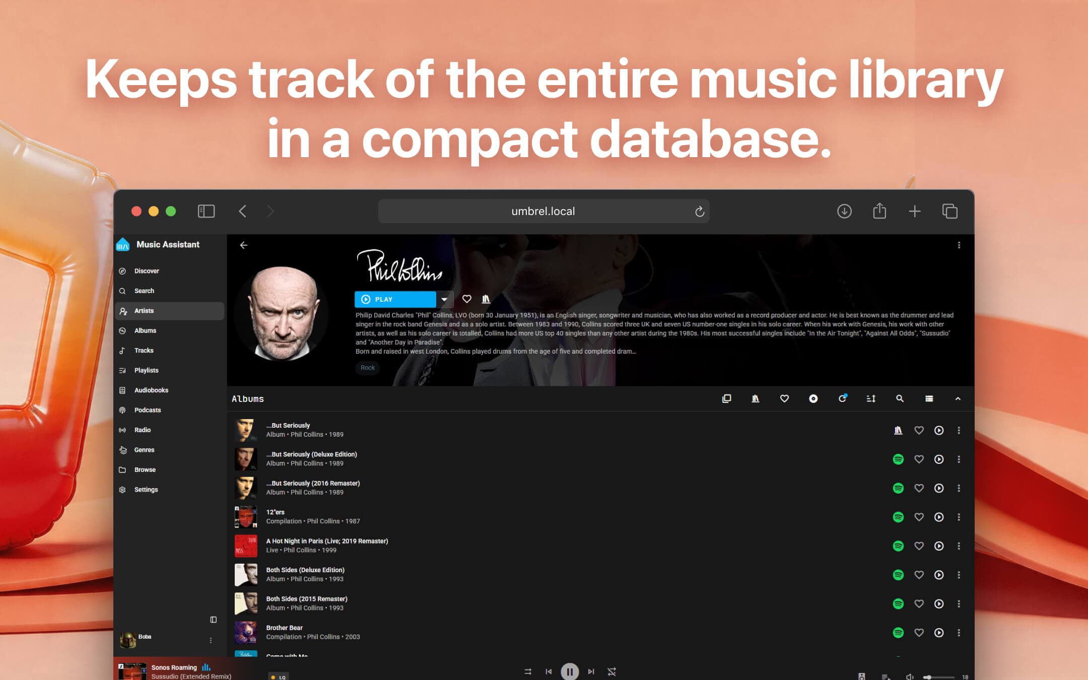 Screenshot 2 of Music Assistant app on Umbrel App Store