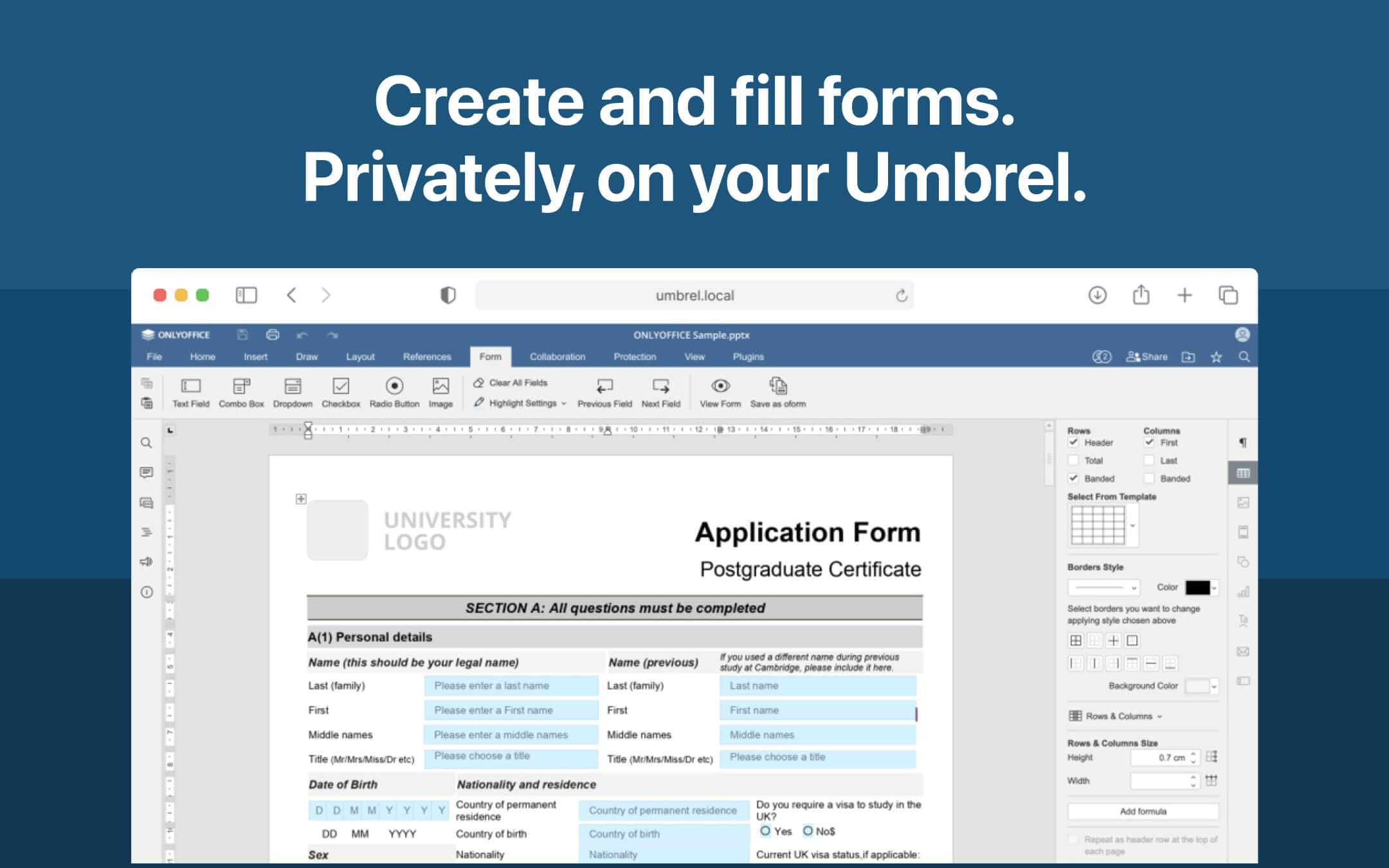 Screenshot 5 of ONLYOFFICE Docs app on Umbrel App Store