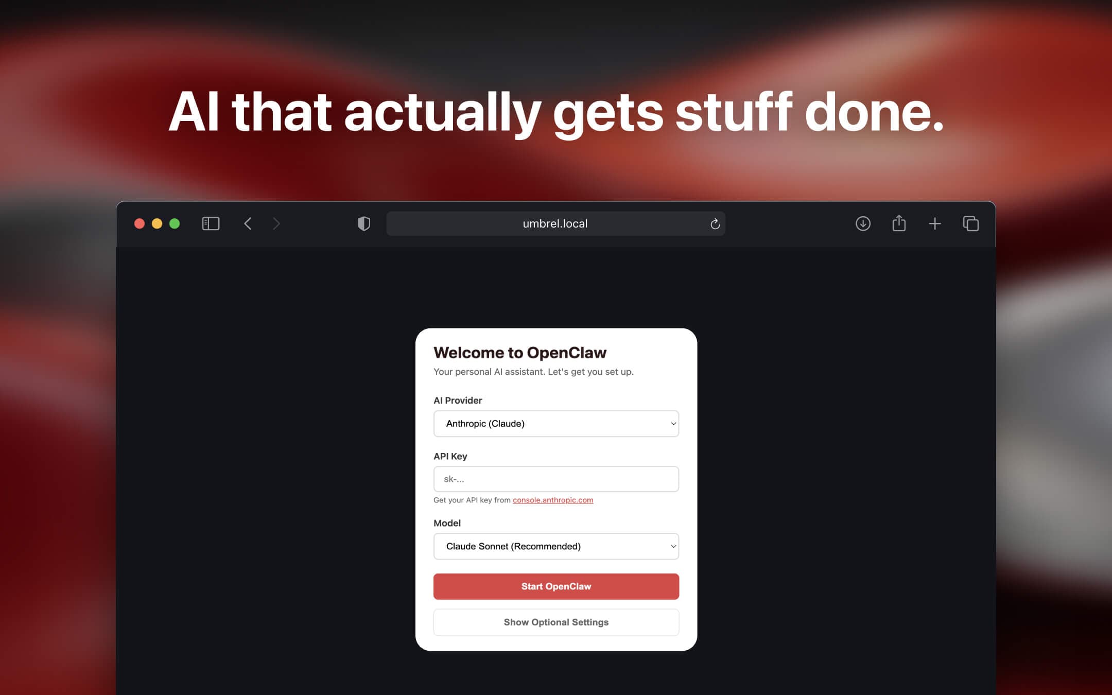 Screenshot 1 of OpenClaw app on Umbrel App Store