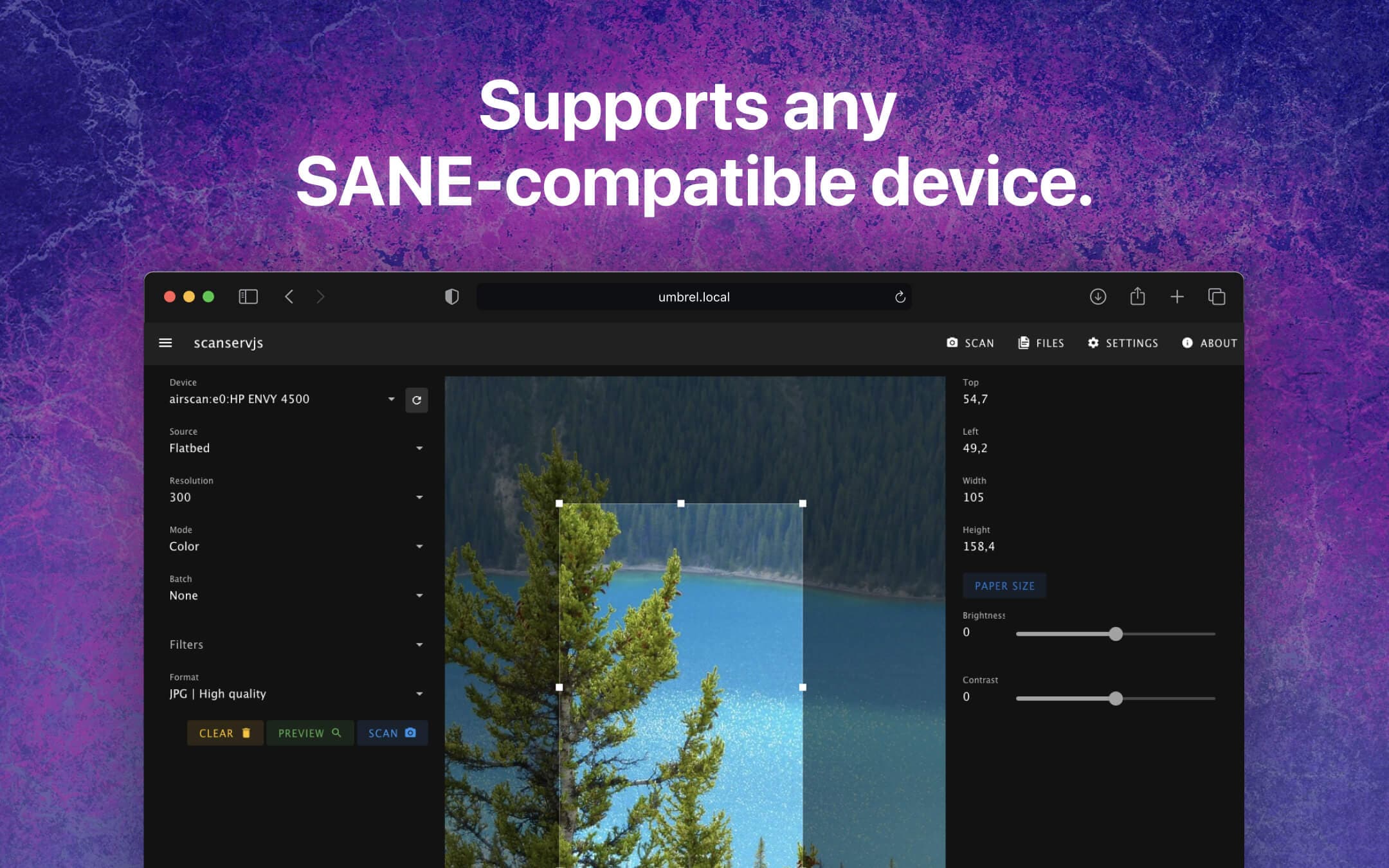 Screenshot 2 of scanservjs app on Umbrel App Store