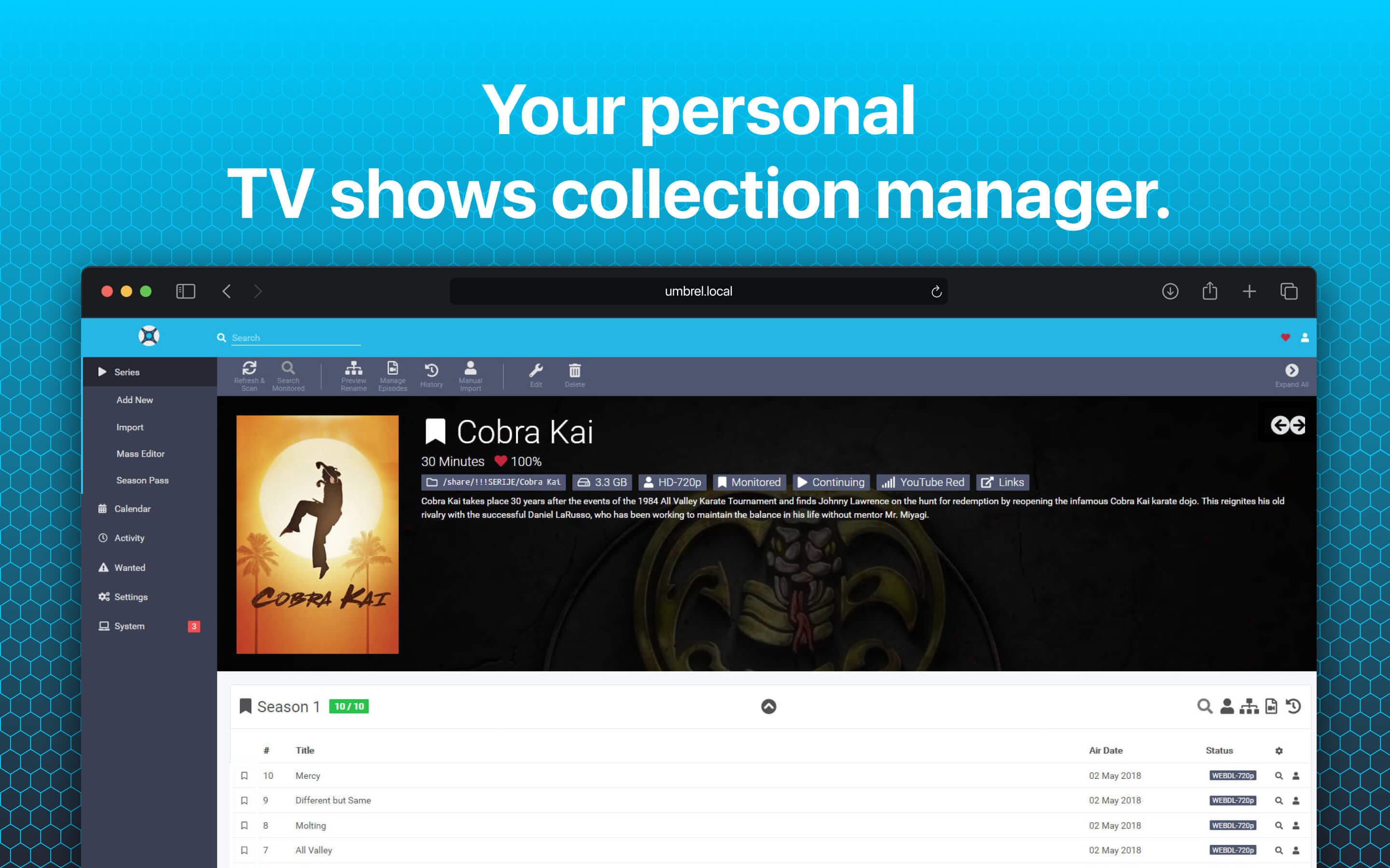 Screenshot 1 of Sonarr app on Umbrel App Store