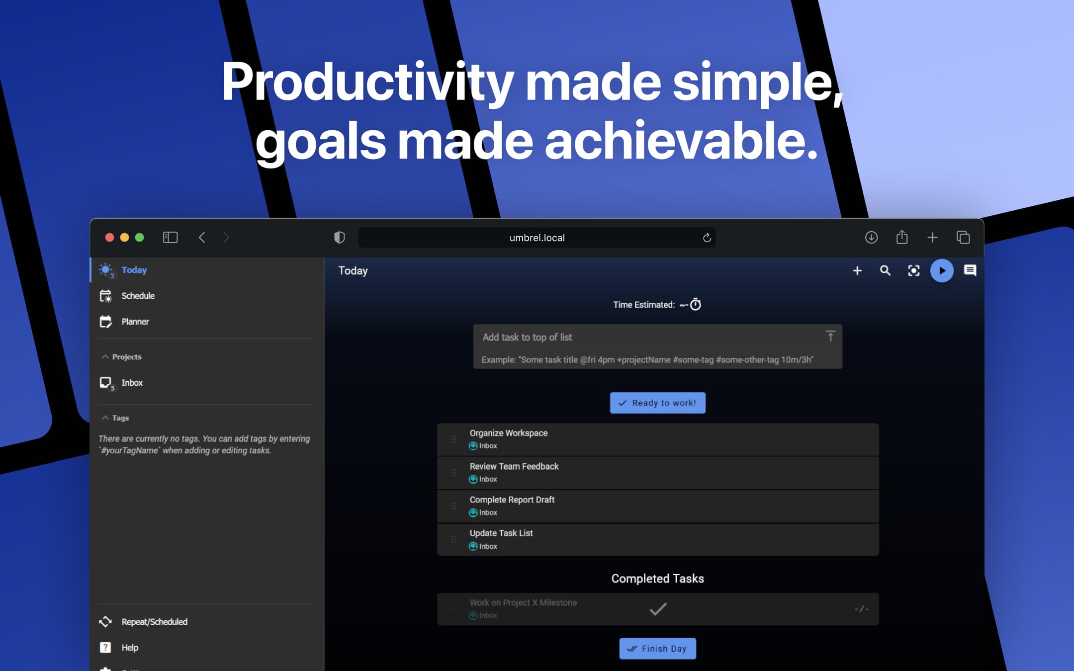 Screenshot 1 of Super Productivity app on Umbrel App Store