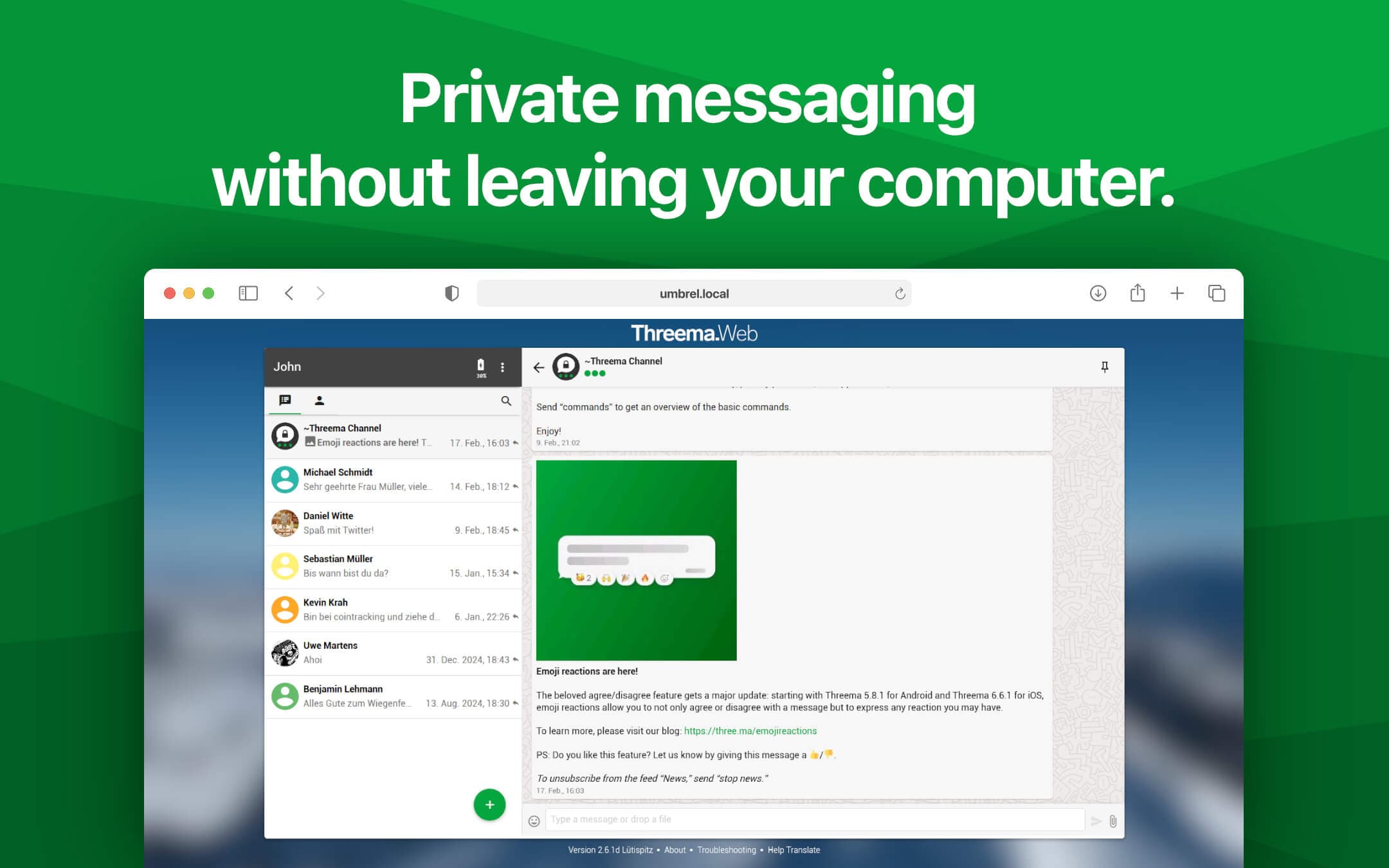 Screenshot 2 of Threema Web app on Umbrel App Store