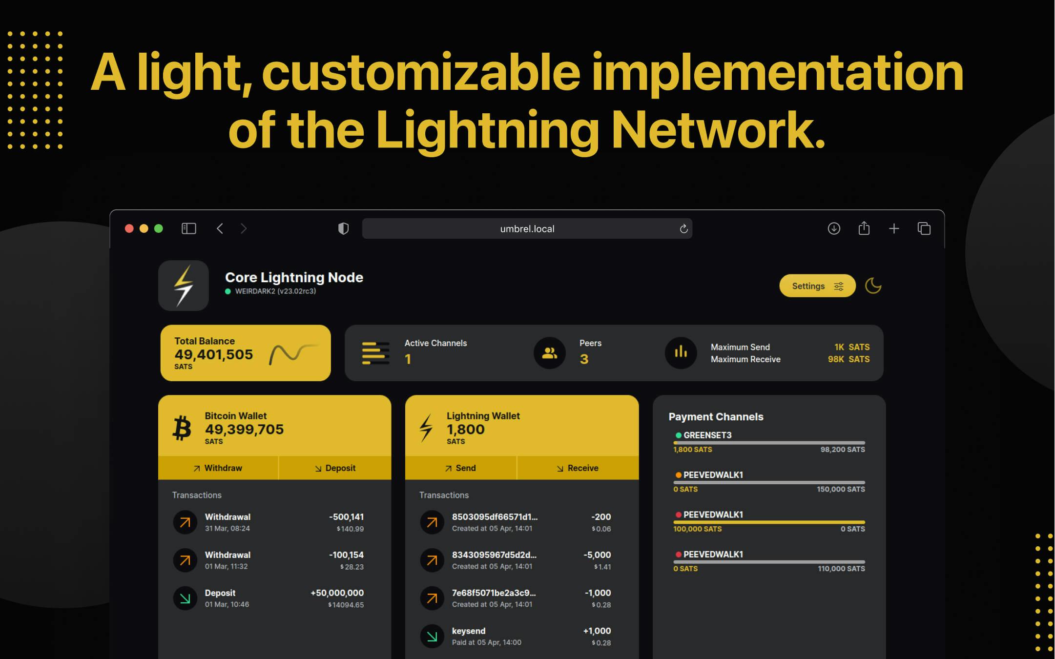 Screenshot 1 of Core Lightning app on Umbrel App Store