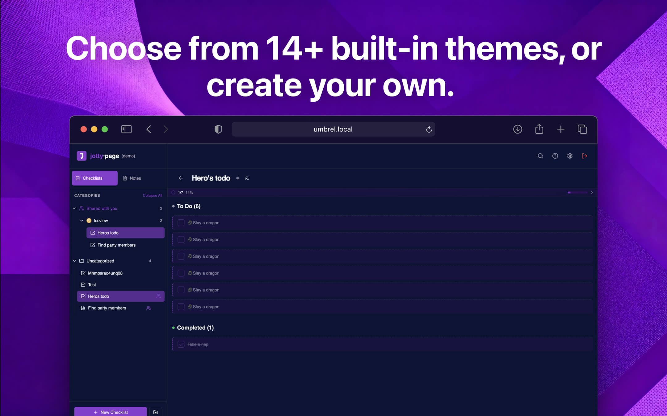 Screenshot 3 of Jotty app on Umbrel App Store