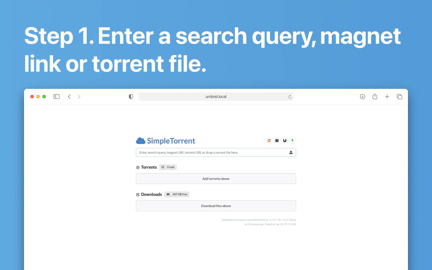 Screenshot 1 of SimpleTorrent app on Umbrel App Store