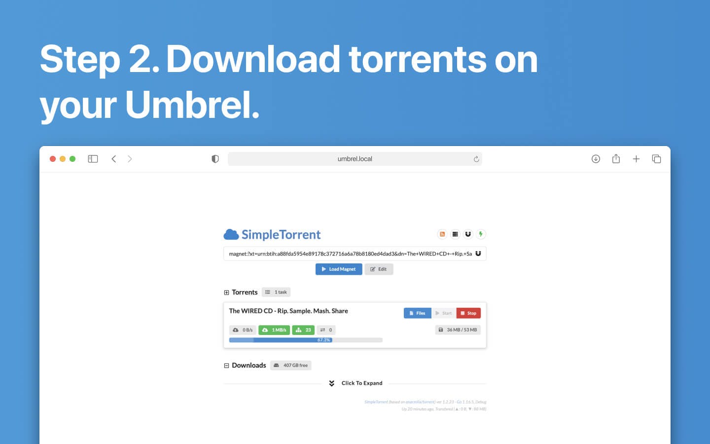 Screenshot 2 of SimpleTorrent app on Umbrel App Store