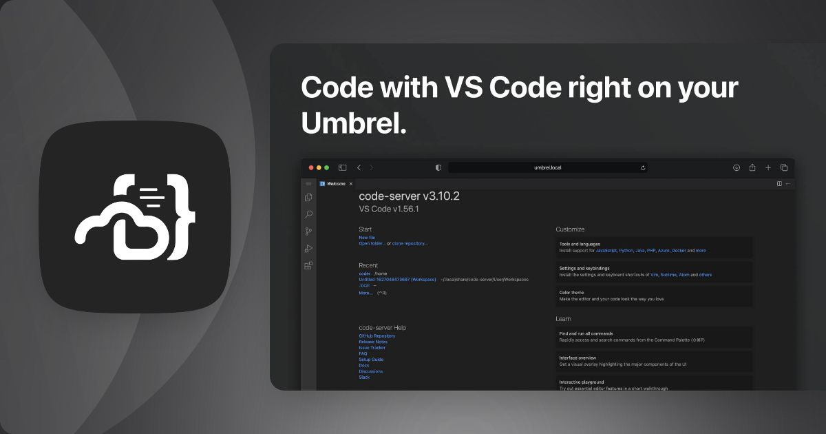 codeserver Umbrel App Store